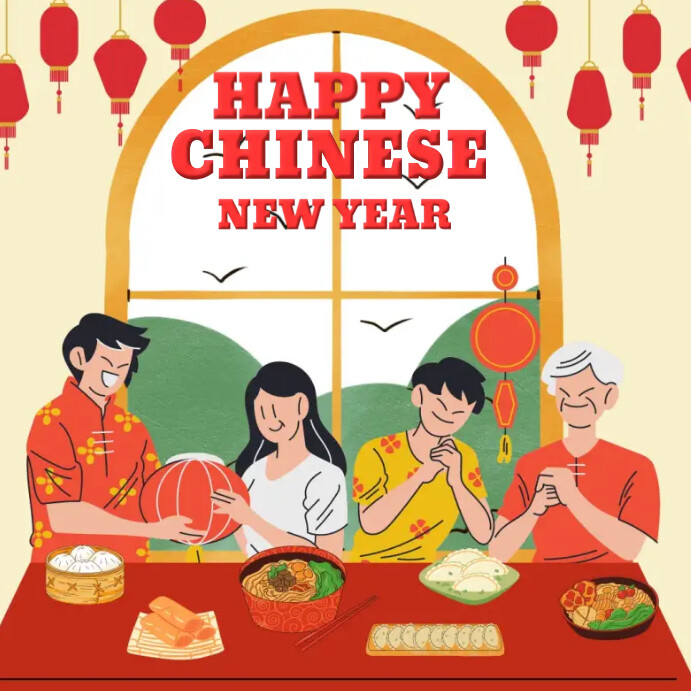 Happy Chinese new year design template Quadrato (1:1)