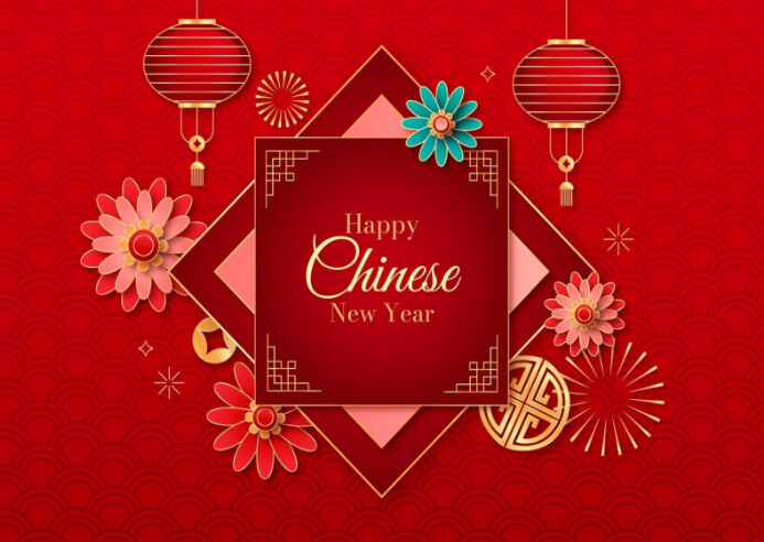 happy Chinese new year Poskaart template