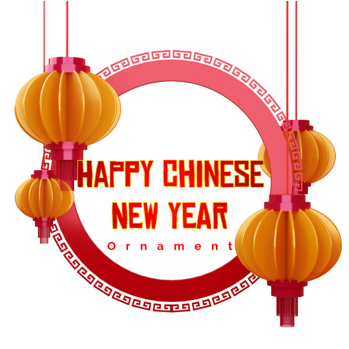Happy Chinese New Year Lantern With Circle Frame Logo Template ...