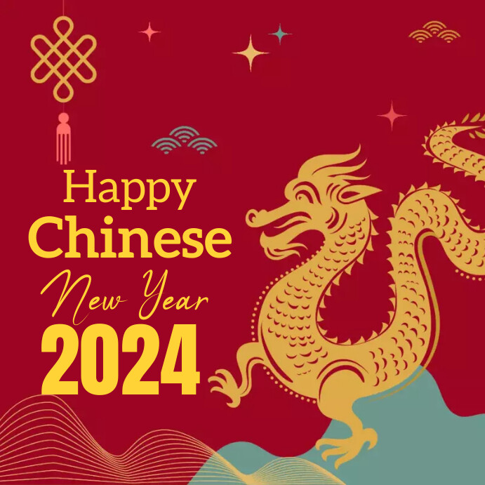 Happy Chinese New Year Online Greeting Card โพสต์บน Instagram template