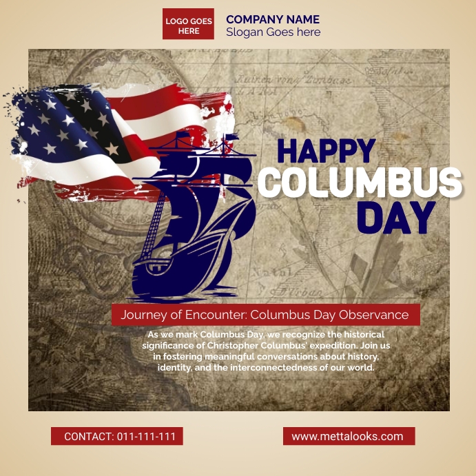 Copy of Columbus day Celebrations poster template 2025 PosterMyWall