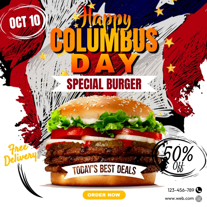 Happy Columbus Day Menu Publicação no Instagram template