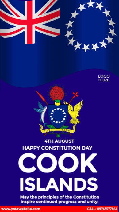 Happy Cook Islands Constitution Day Instagram na Kuwento template