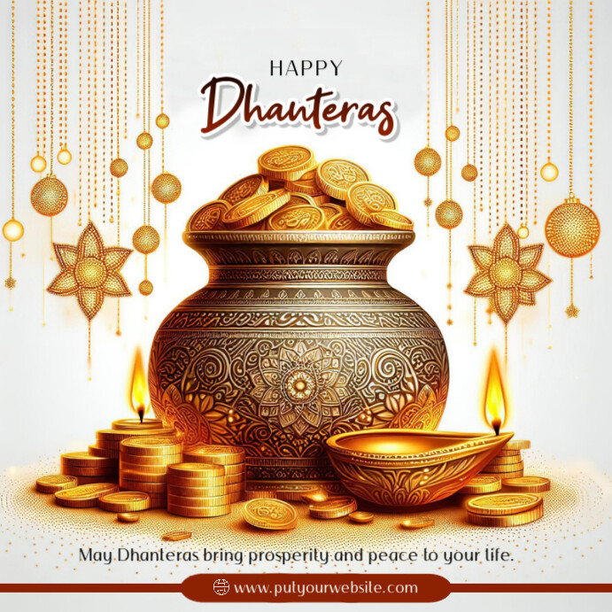 Happy Dhanteras 2024 Wishes Instagram Post template