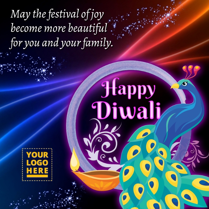 Happy Diwali 2020 greeting card Instagram Post template