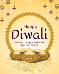 Happy Diwali 2025 Greeting Card Template | Festival of Lights Wishes Design Instagram Portrait