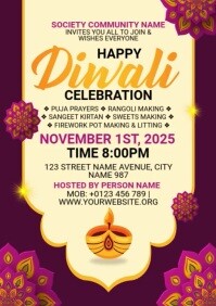 Gelb Diwali Celebration A4 Template
