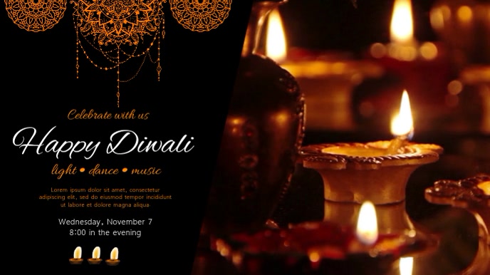 Happy Diwali Dance and Musical Event Ad Ekran reklamowy (16:9) template