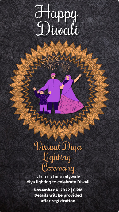 happy diwali Display digitale (9:16) template