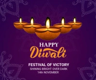 Happy diwali festival Large Rectangle template