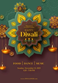 Happy Diwali Festival of Light A4 template