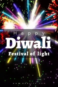 Happy Diwali Festival of Lights Video Template | Colorful Fireworks Celebration Greeting Plakat