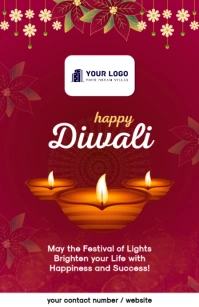 Happy Diwali Flyer Design Half Page Wide template
