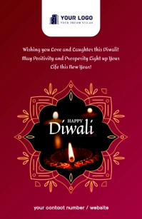 Happy Diwali Greetings Flyer Half Page Wide template