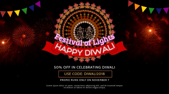 Happy Diwali Indian Festival Video Ad งานแสดงผลงานแบบดิจิทัล (16:9) template