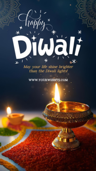 Happy Diwali Instagram Story Template – Festive Lamp Design
