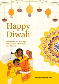 happy diwali template A4
