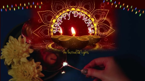 happy diwali video card Digitalt display (16:9) template