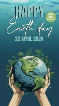 happy earth day ONLINE design template История на Instagram