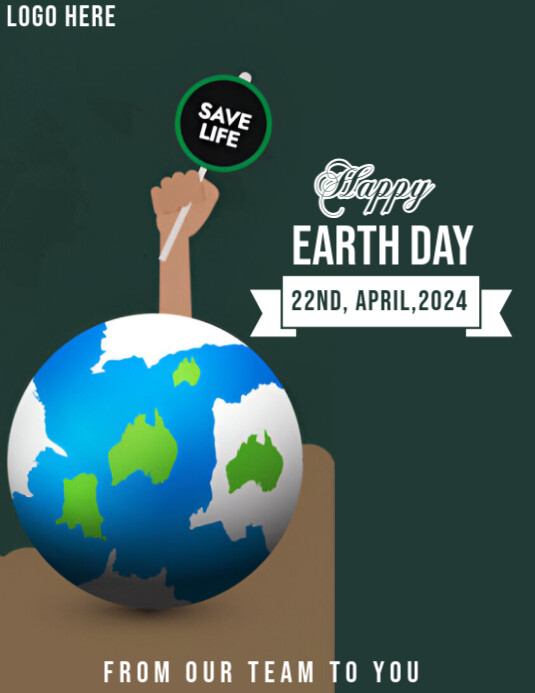 Happy earth day poster ad design Ulotka (US Letter) template