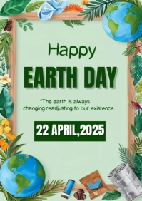 Happy Earth Day template 2025 A5