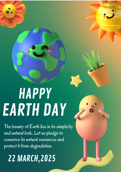 Happy Earth Day template 2025 A4