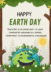 Happy Earth Day template 2025 A4