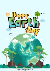 Happy Earth Day template 2025 A4