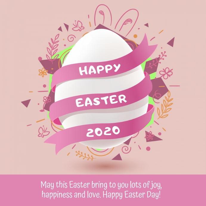 Happy Easter 2020 Easter Egg Post Publicação no Instagram template