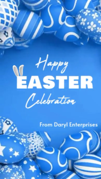 蓝色 Easter Celebration Digitalt display Template