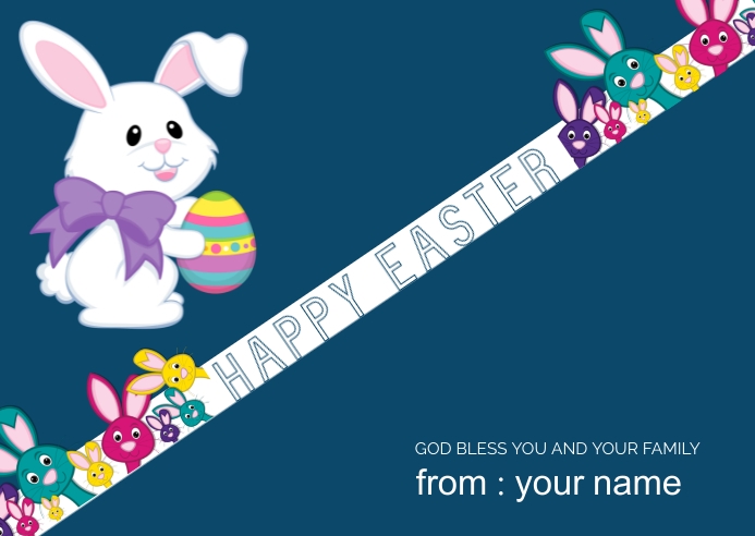 Happy Easter Blue Postcard Template PosterMyWall