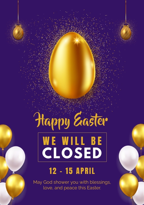 Happy Easter Closed Template | PosterMyWall