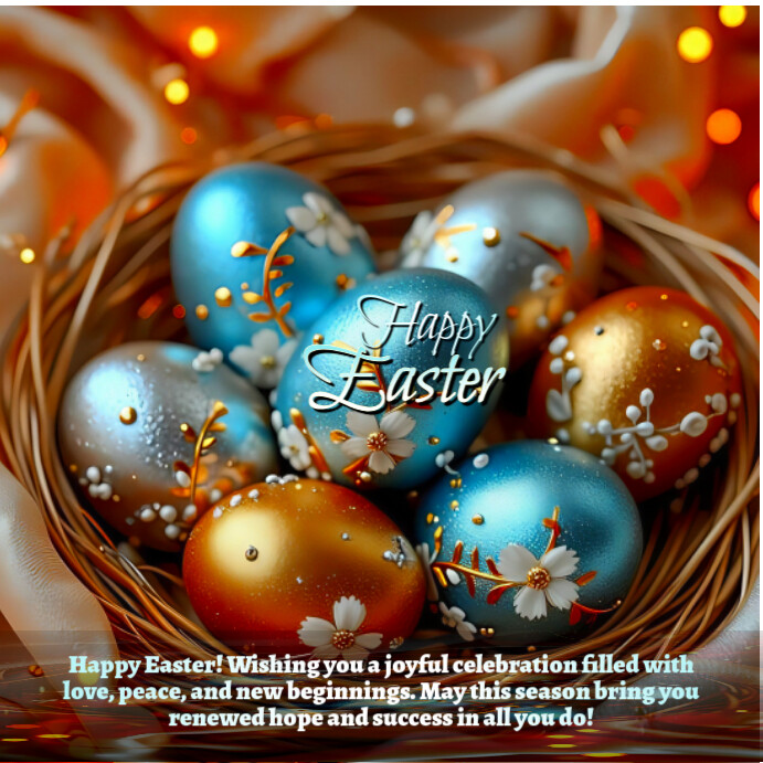 Happy Easter flyer Square size 方形(1:1) template