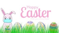 Happy Easter Greeting Card Corona Bunny Mask Facebook 封面视频 (16:9) template