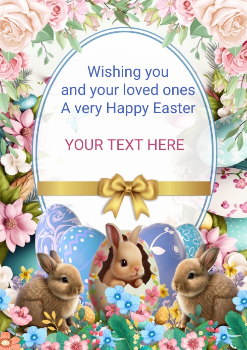 thumbnail image 2 of Modern Greeting Card For Easter With Neon Wreath Circle And Coloured Eggs With Flowers In Clouds 2 of 11