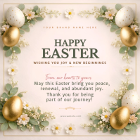 Happy Easter Greeting Card Template for Business | Customer Appreciation Easter Message | Luxury Flo Square (1:1)