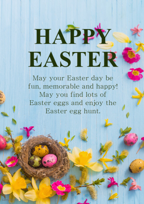 Happy Easter Greeting Card - RHS Floral Design With Gold Foil & Gems, 6x9 Inch, Message Of Love & Laughter