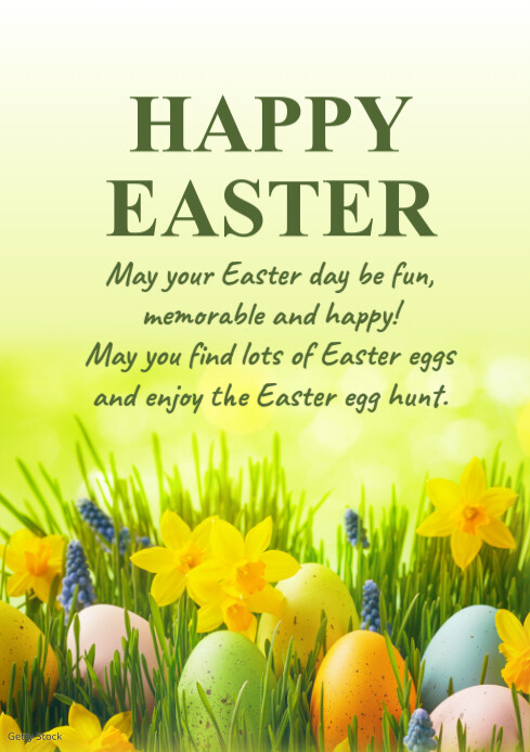 Happy Easter Greeting Card Wishes Text din Template | PosterMyWall