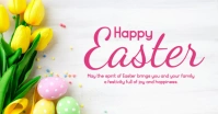 Happy easter greeting wishes card flowers ภาพที่แชร์บน Facebook template