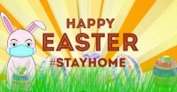 Happy Easter message Decoration Blue Wood Facebook Shared Image template