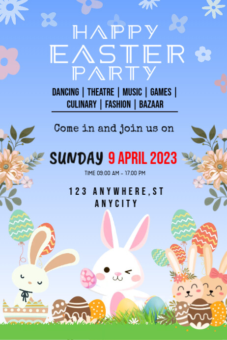 HAPPY EASTER PARTY POSTER DESIGN Template | PosterMyWall