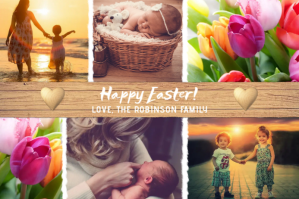 Happy Easter Photo Collage Card Étiquette template