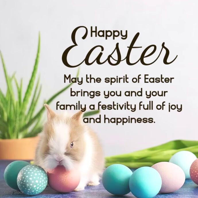 Copy of Happy Easter Wishes Bunny Decoration Banner | PosterMyWall
