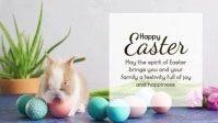Happy Easter Wishes Bunny Decoration Banner Ikhava Yevidiyo ye-Facebook (16:9) template