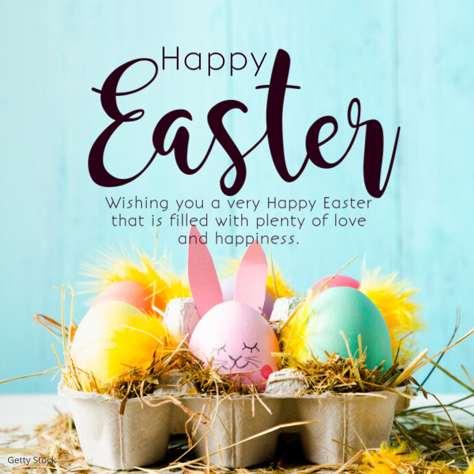 Happy easter Wishes Greetings eggs Square Instagram Plasing template