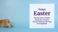 Happy Easter Wishes message Bunny Card Facebook Cover Video (16:9) template