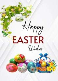 Happy Easter wishes Poster flyer template A6