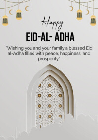 White Eid al-Adha Greeting A4 Template