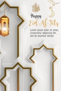 Happy Eid Al-Fitr White Classic Template Poster