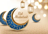 Gold Eid Mubarak Postcard Poskaart template